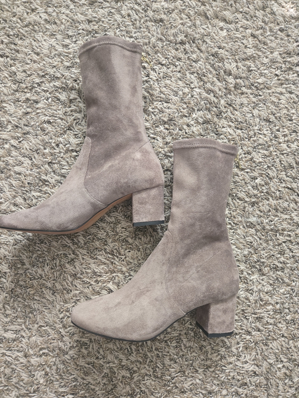 Women's Taupe Suede Block Heel Silent D Boots
